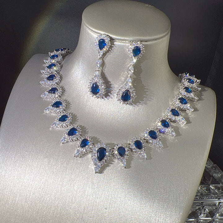Dreamy Vow LE104 Blue necklace and earrings set, set front