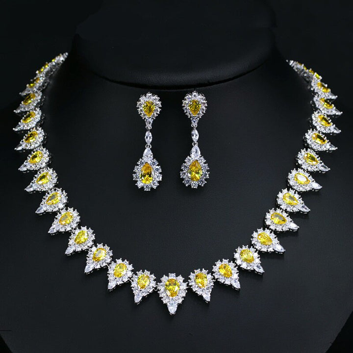 Dreamy Vow LE104 Yellow necklace and earrings set, set front