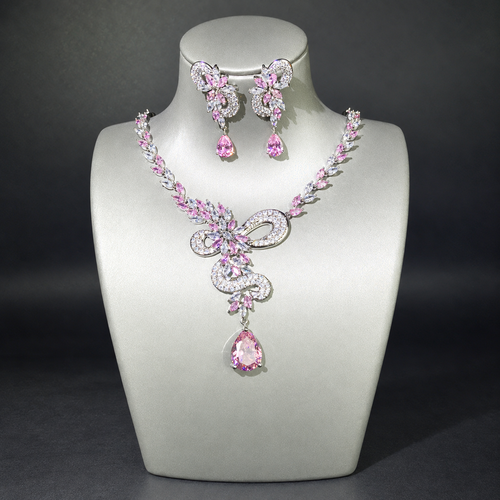 Scroll Pendant Necklace and Drop Earrings Set LE106