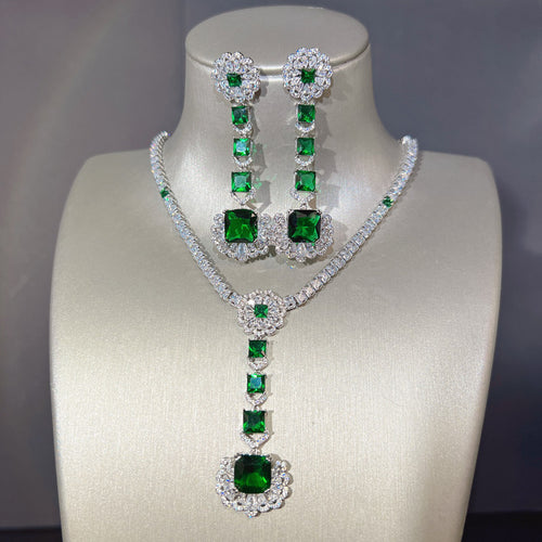 Geometric Pendant Necklace and Long Earrings Set LE111