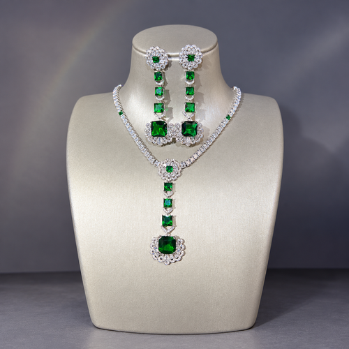 Geometric Pendant Necklace and Long Earrings Set LE111
