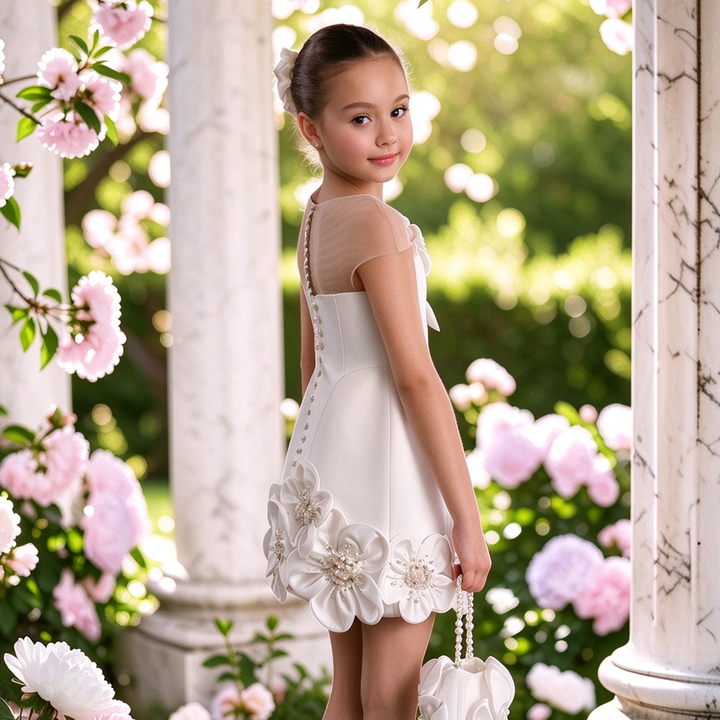 Dreamy Vow M090 White girls occasion dress, back side