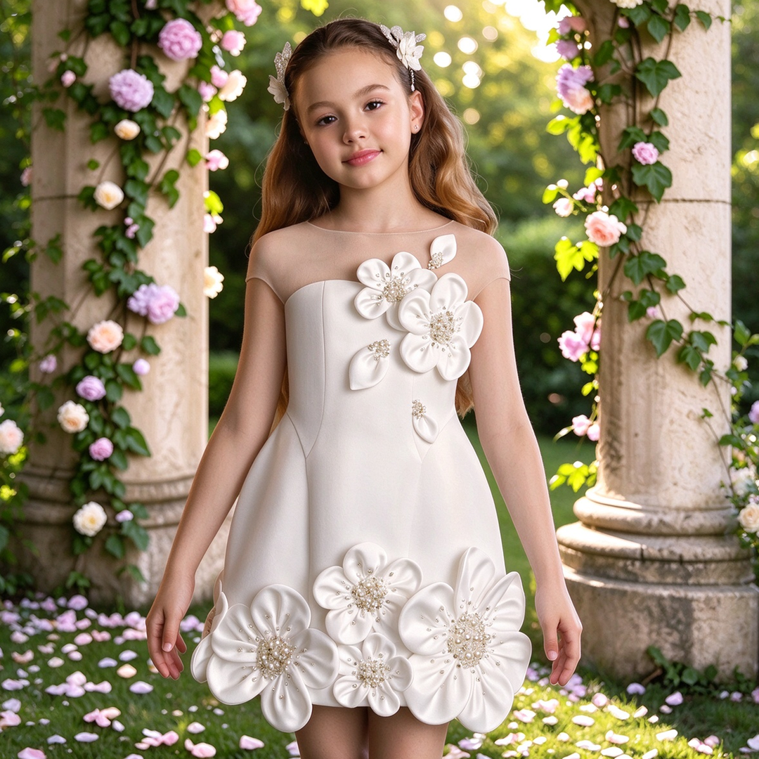 Dreamy Vow M090 White girls occasion dress, garden front