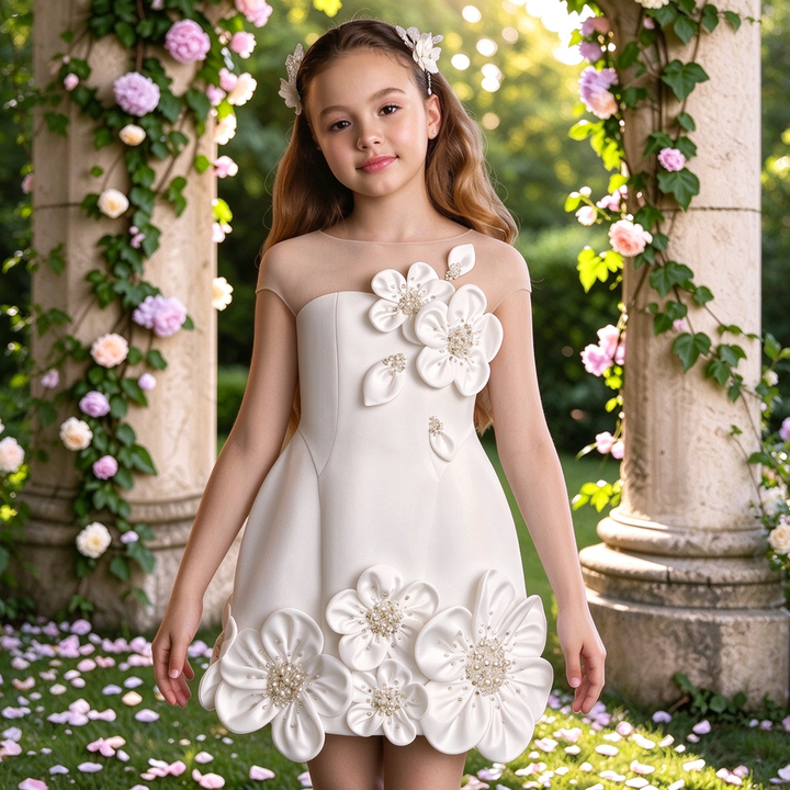 Dreamy Vow M090 White girls occasion dress, garden front