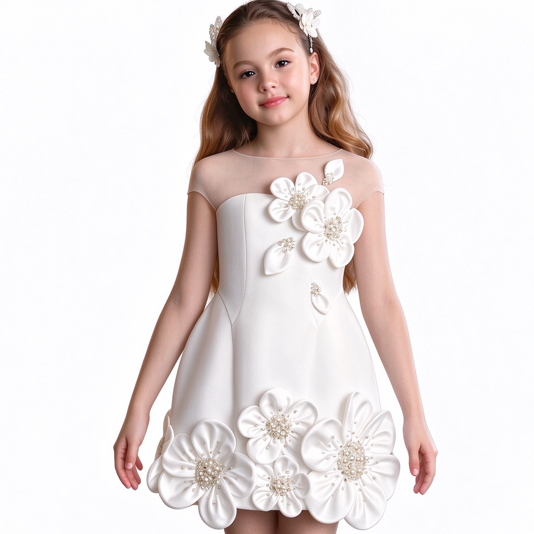 Dreamy Vow M090 White girls occasion dress, model front