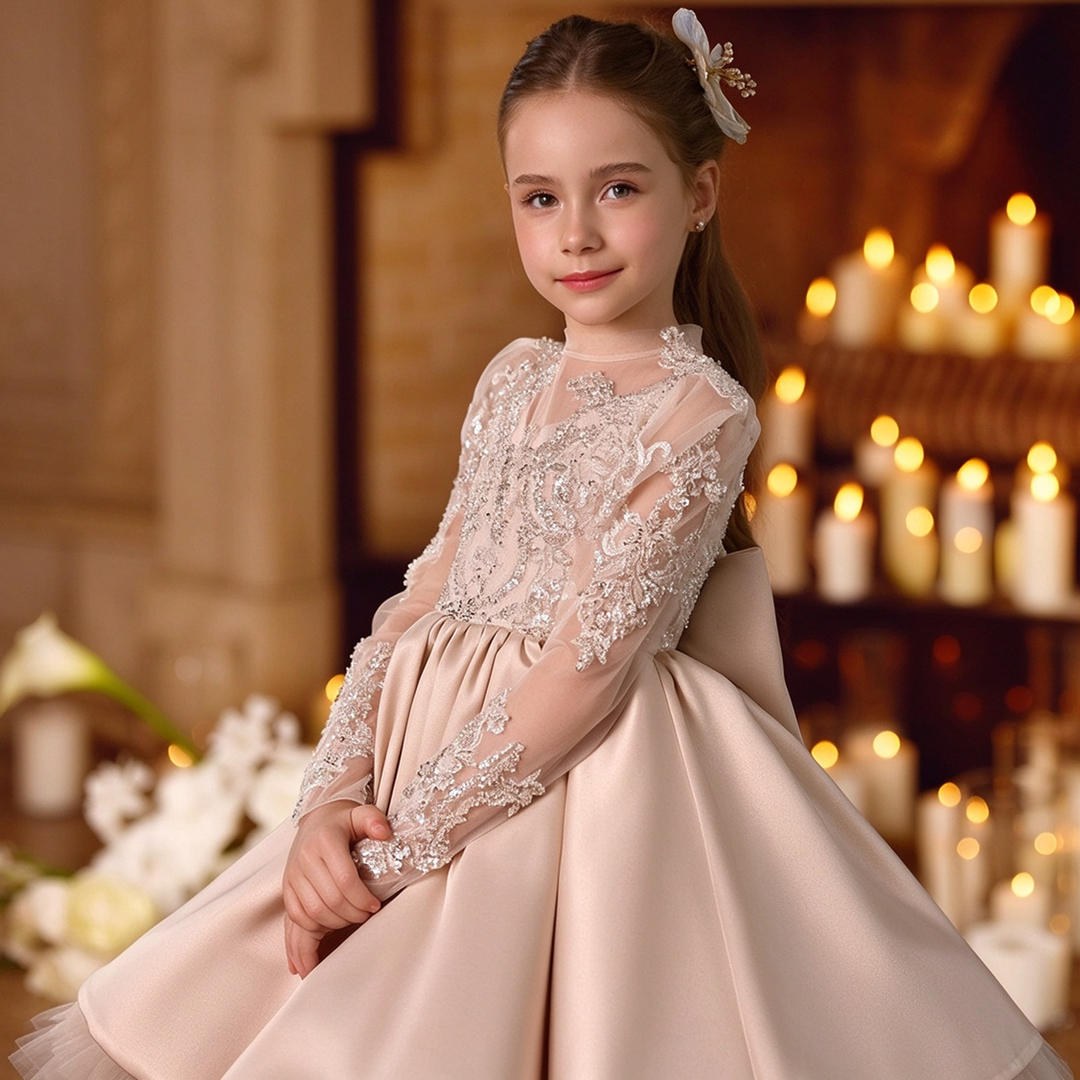 Dreamy Vow M091 Champagne girls occasion dress, bodice detail
