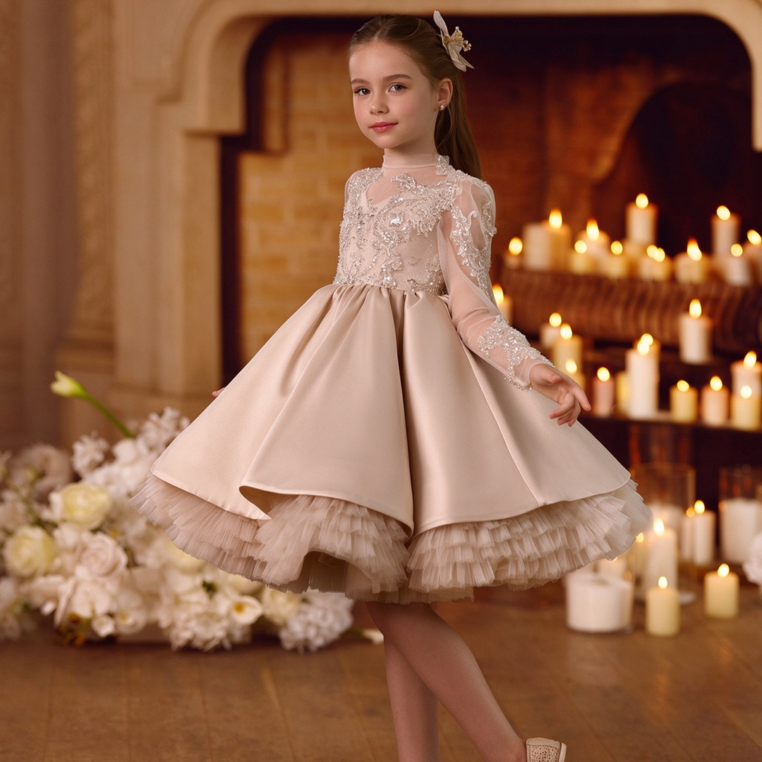 Dreamy Vow M091 Champagne girls occasion dress, front