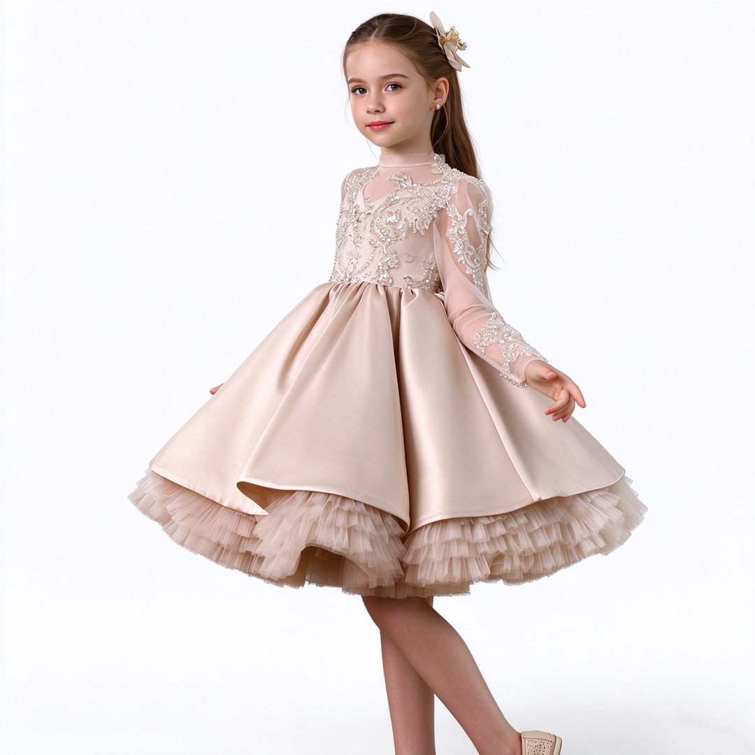 Dreamy Vow M091 Champagne girls occasion dress, model front