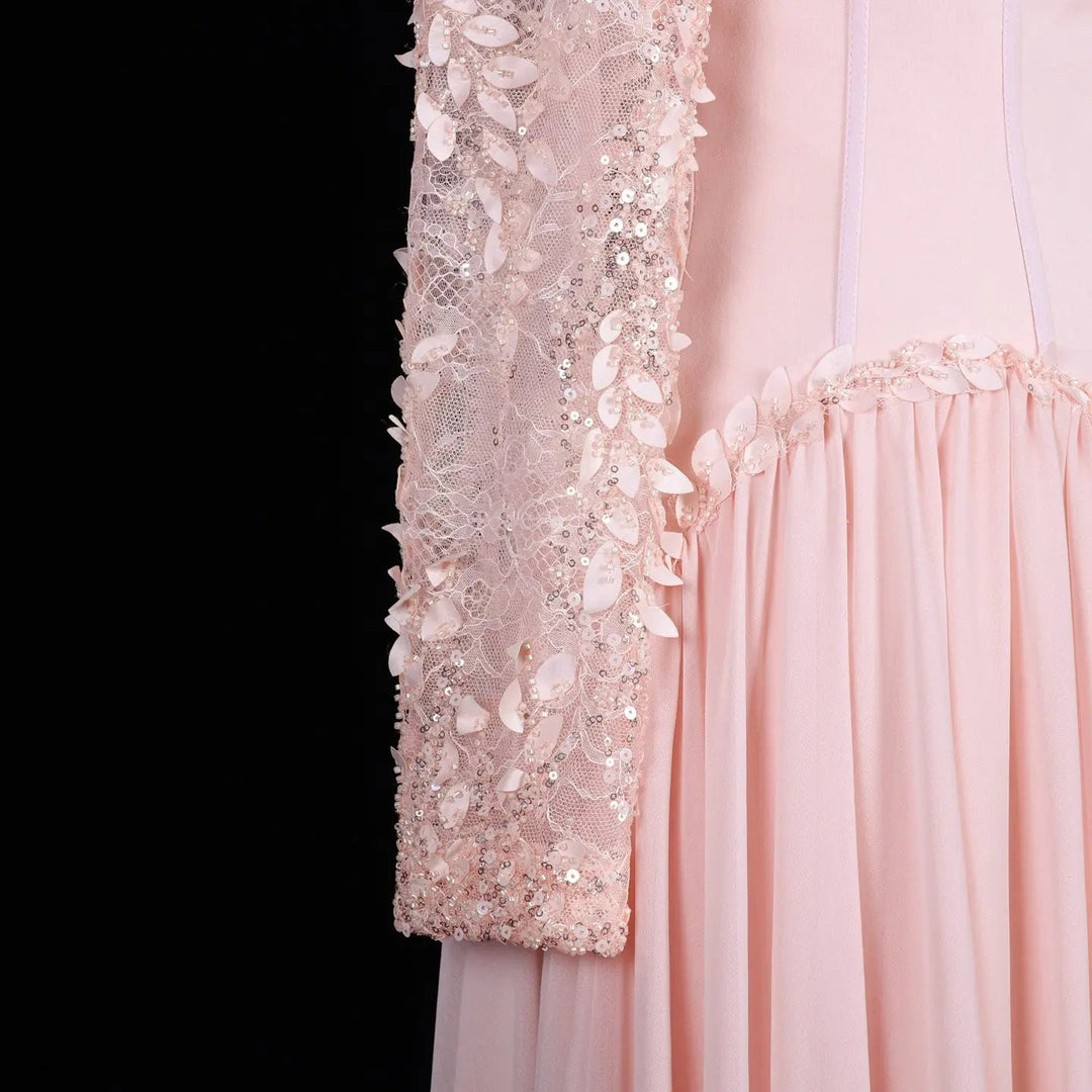 Dreamy Vow SF239 pink square neck long sleeve evening dress sleeve detail