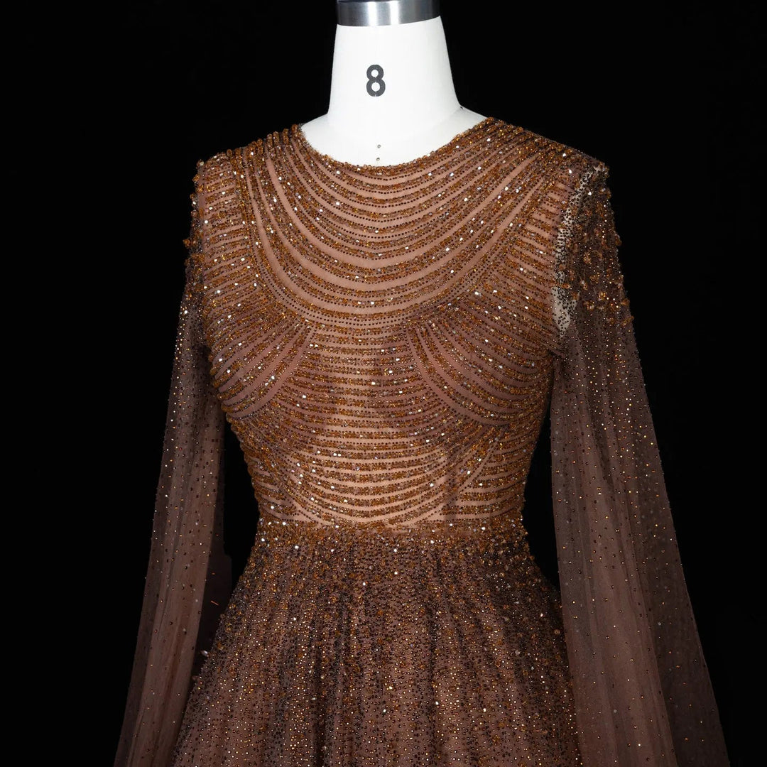 Dreamy Vow SS059 brown tulle evening dress side