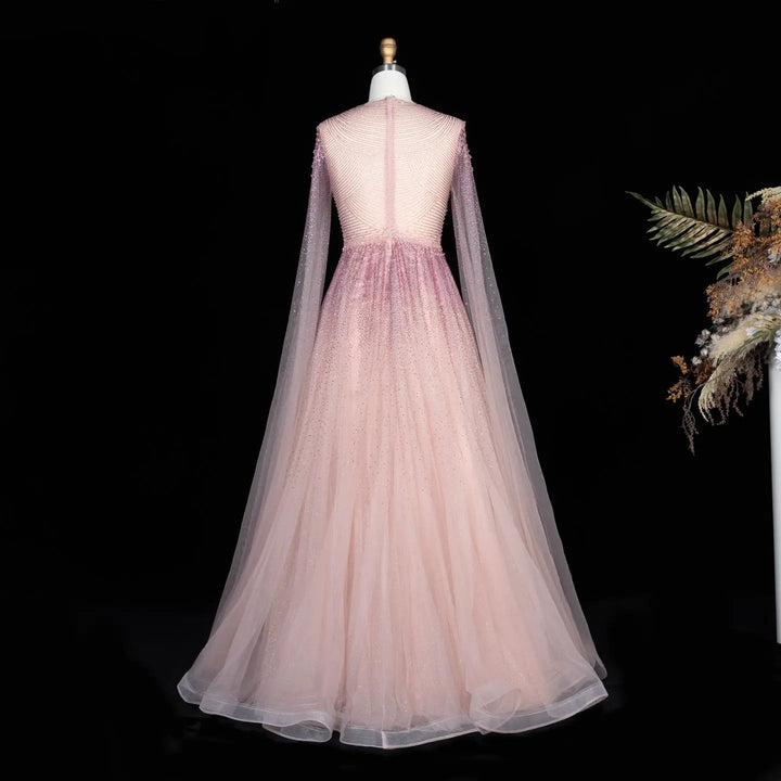 Dreamy Vow SS059 pink tulle evening dress back