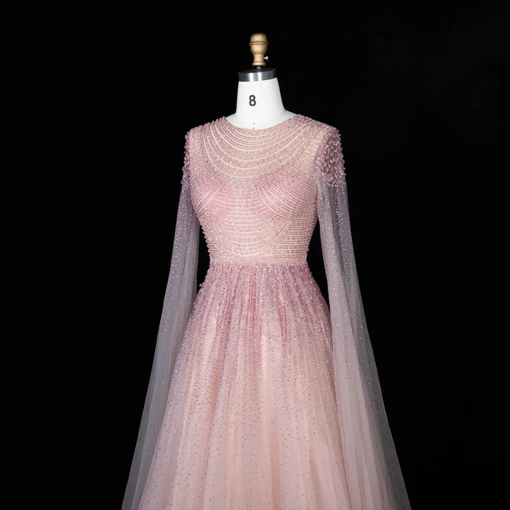 Dreamy Vow SS059 pink tulle evening dress beading detail