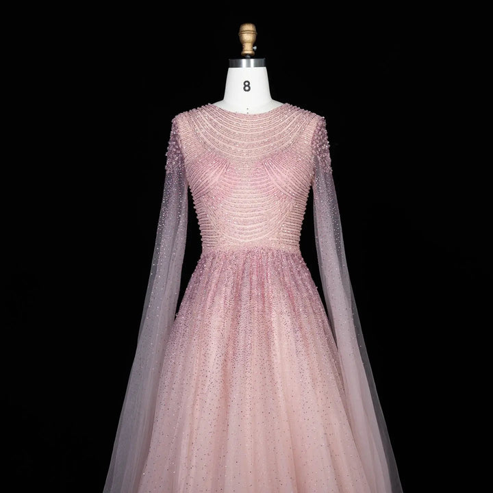 Dreamy Vow SS059 pink tulle evening dress bodice detail