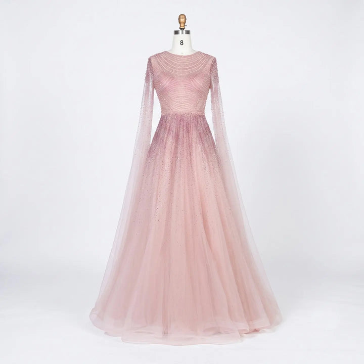 Dreamy Vow SS059 pink tulle evening dress detail view
