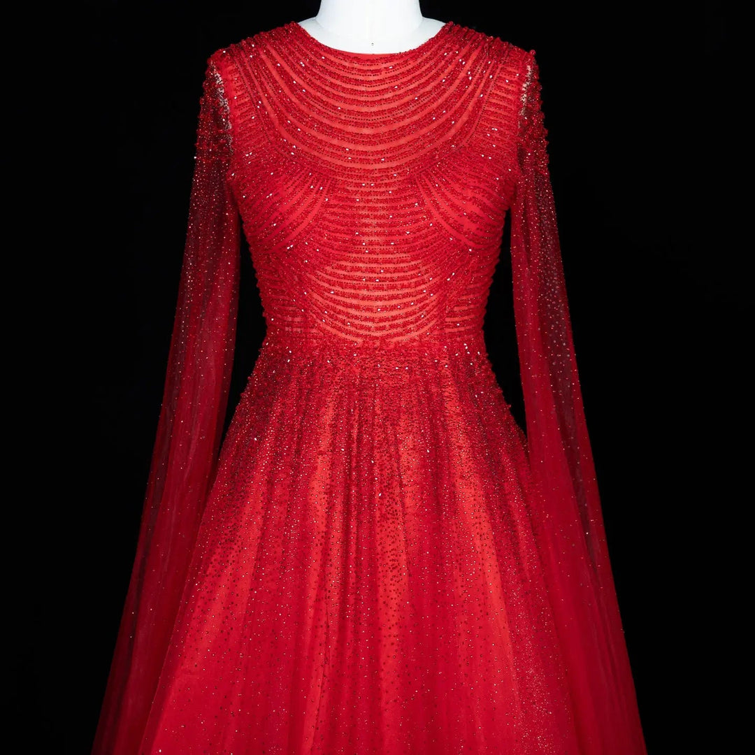 Dreamy Vow SS059 red tulle evening dress back