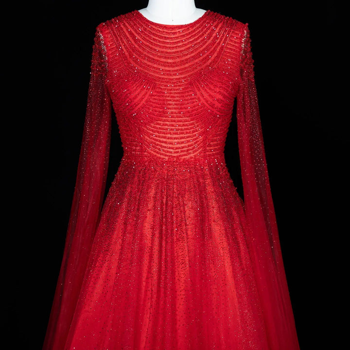Dreamy Vow SS059 red tulle evening dress back