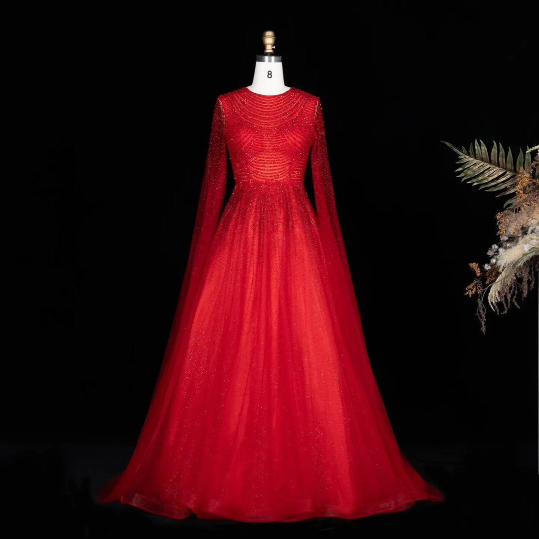 Dreamy Vow SS059 red tulle evening dress hem detail
