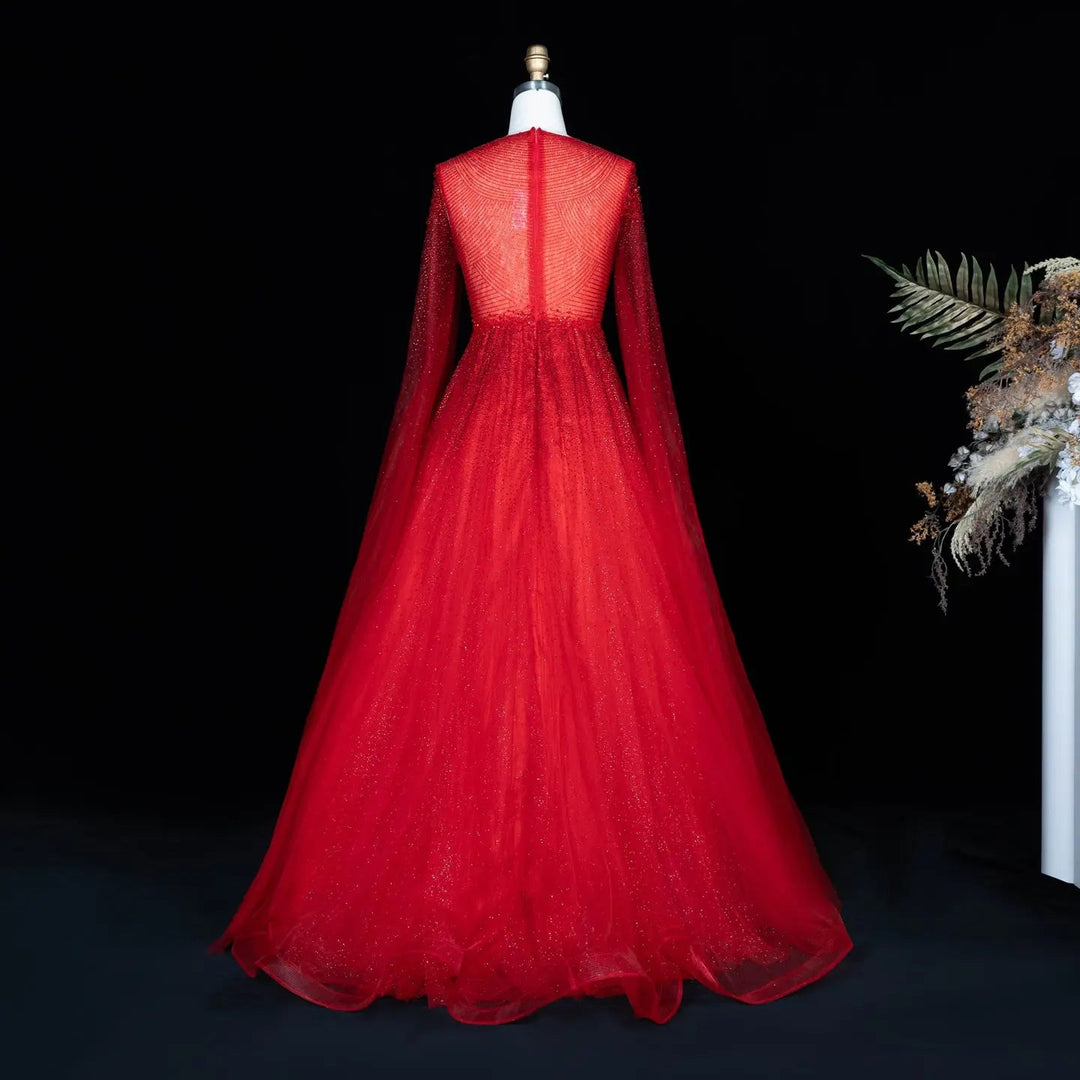 Dreamy Vow SS059 red tulle evening dress side
