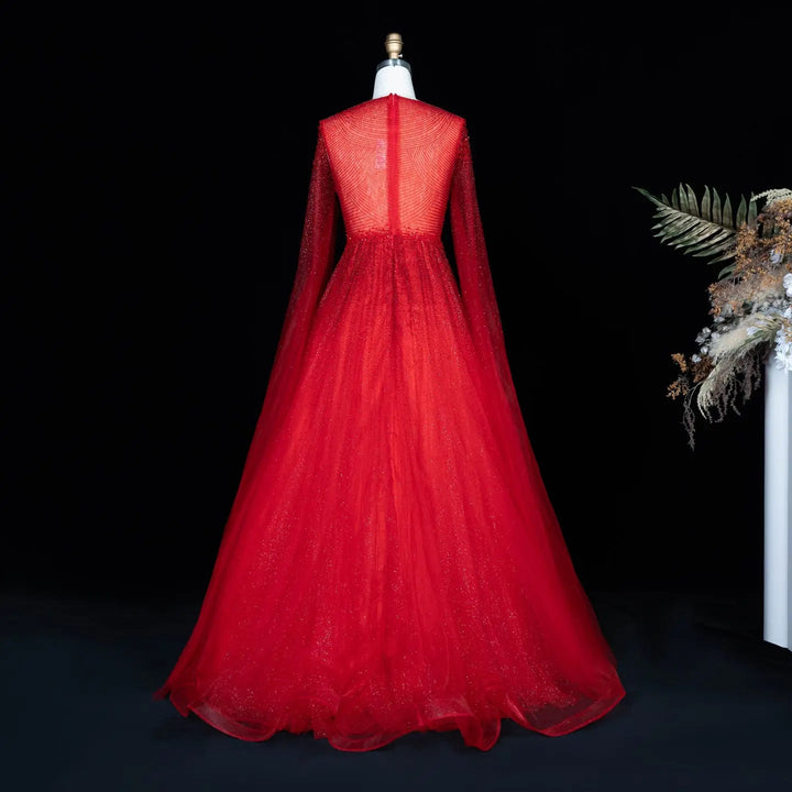 Dreamy Vow SS059 red tulle evening dress side