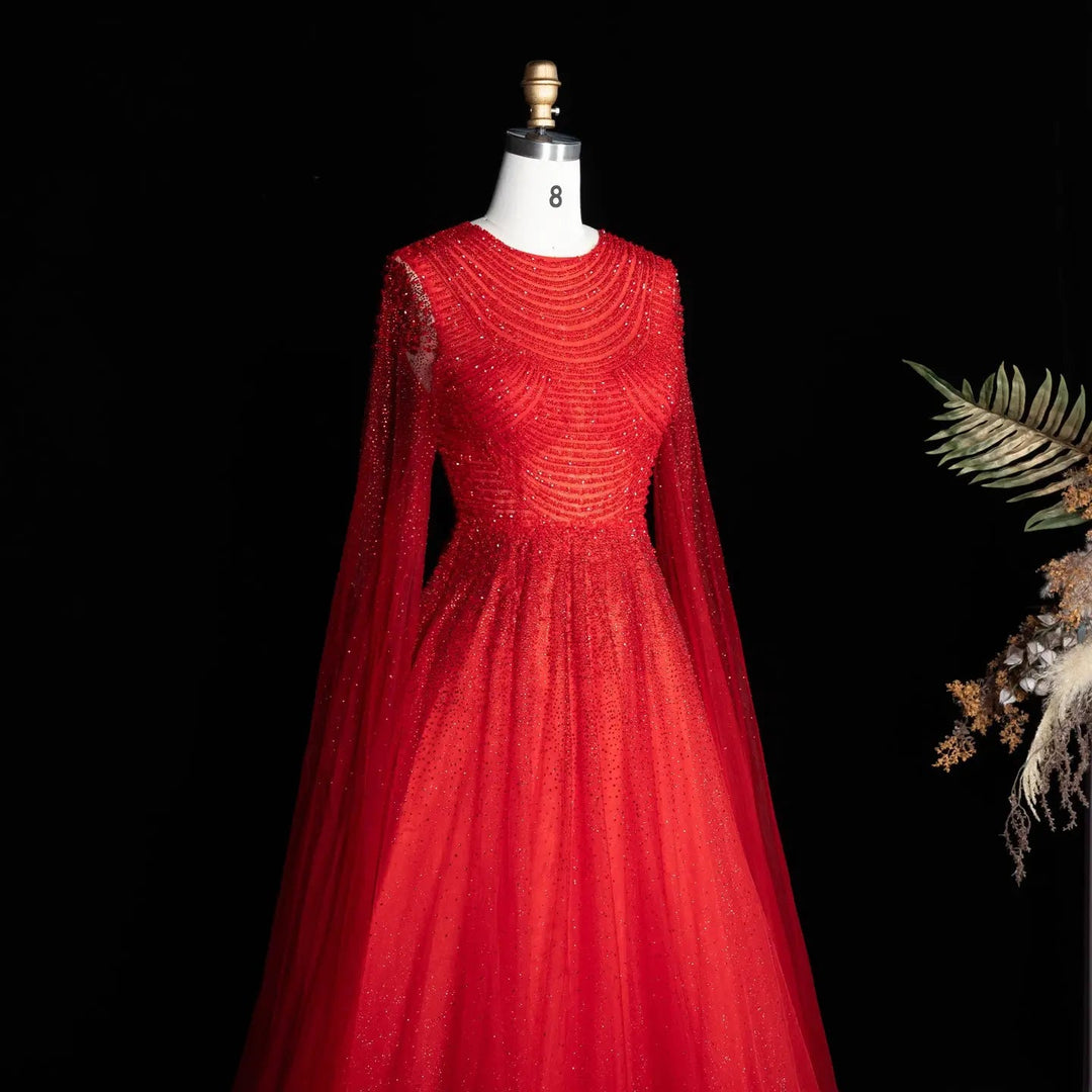 Dreamy Vow SS059 red tulle evening dress waist detail