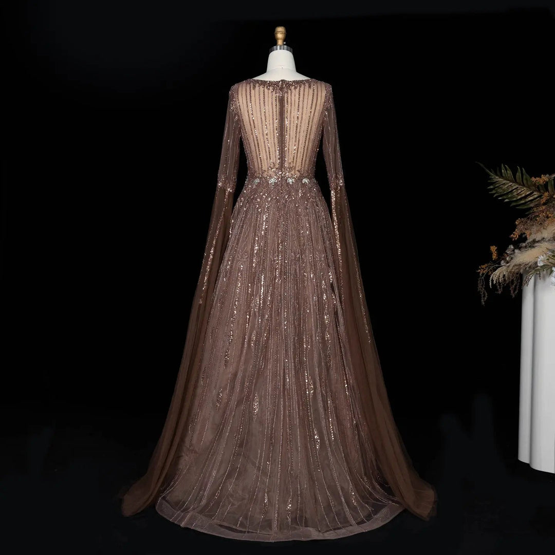 Dreamy Vow SS065 brown sequin evening dress back