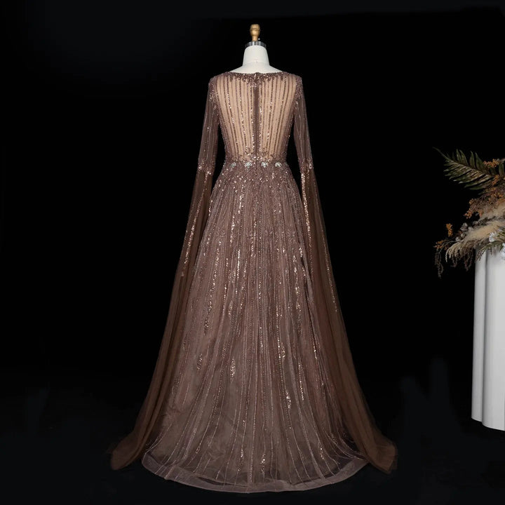 Dreamy Vow SS065 brown sequin evening dress back