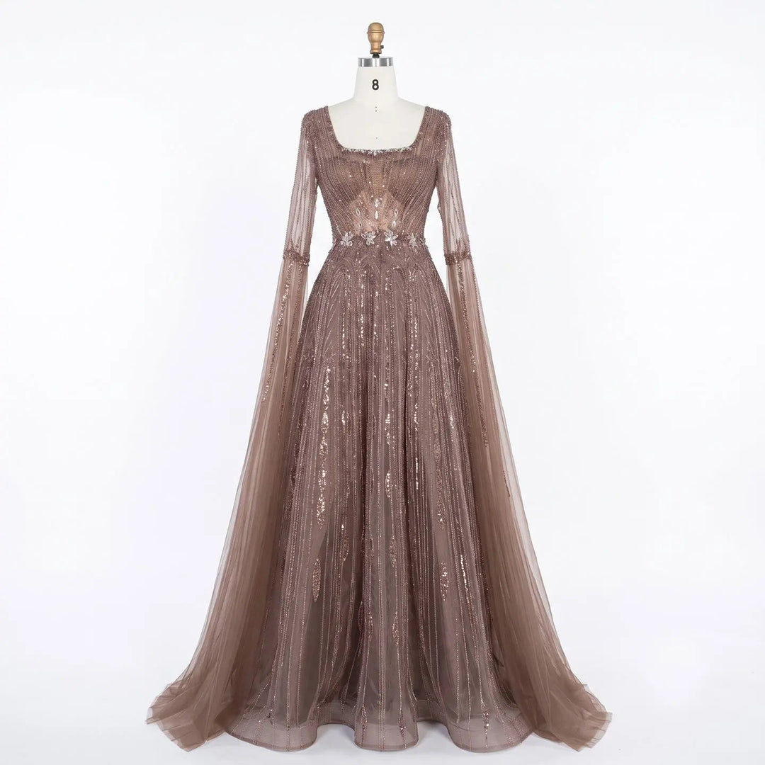 Dreamy Vow SS065 brown sequin evening dress bodice detail