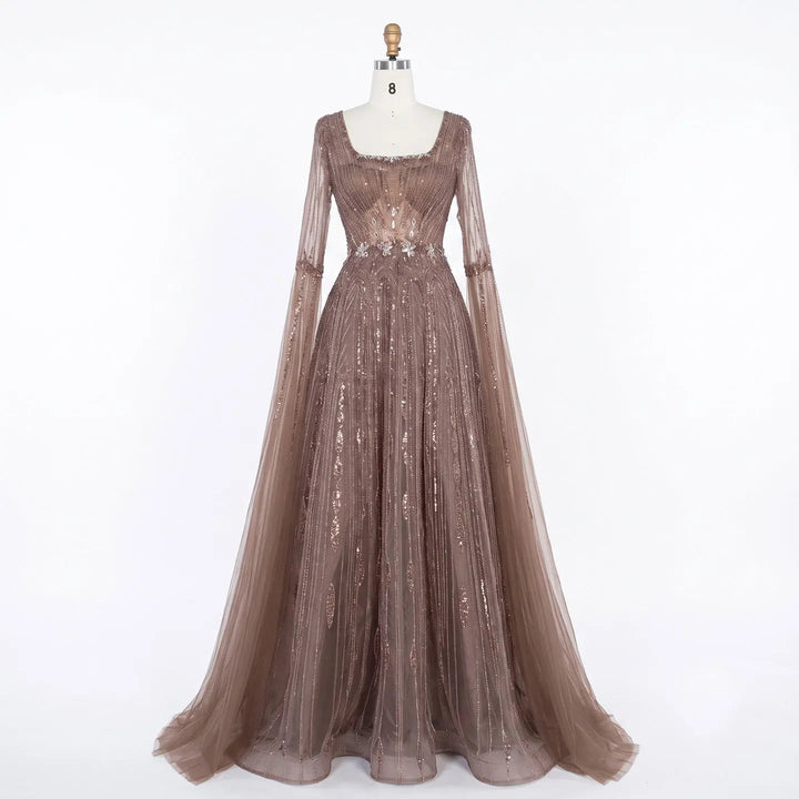 Dreamy Vow SS065 brown sequin evening dress bodice detail