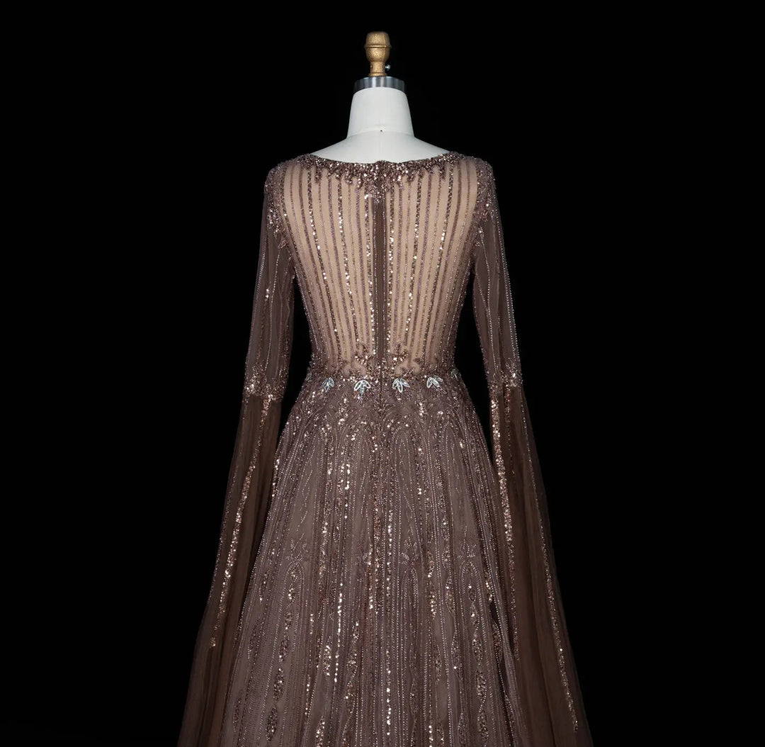 Dreamy Vow SS065 brown sequin evening dress side
