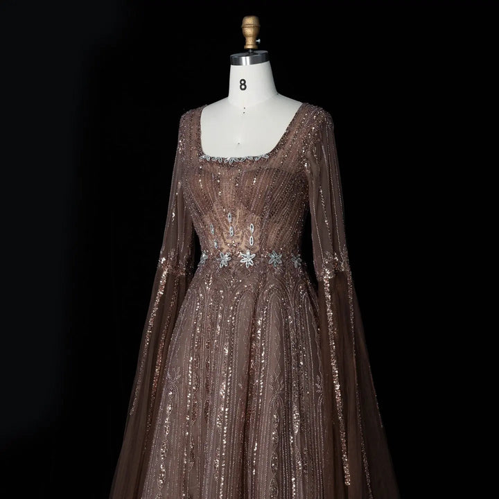 Dreamy Vow SS065 brown sequin evening dress waist detail