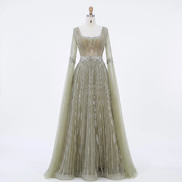 Dreamy Vow SS065 sage green sequin evening dress side