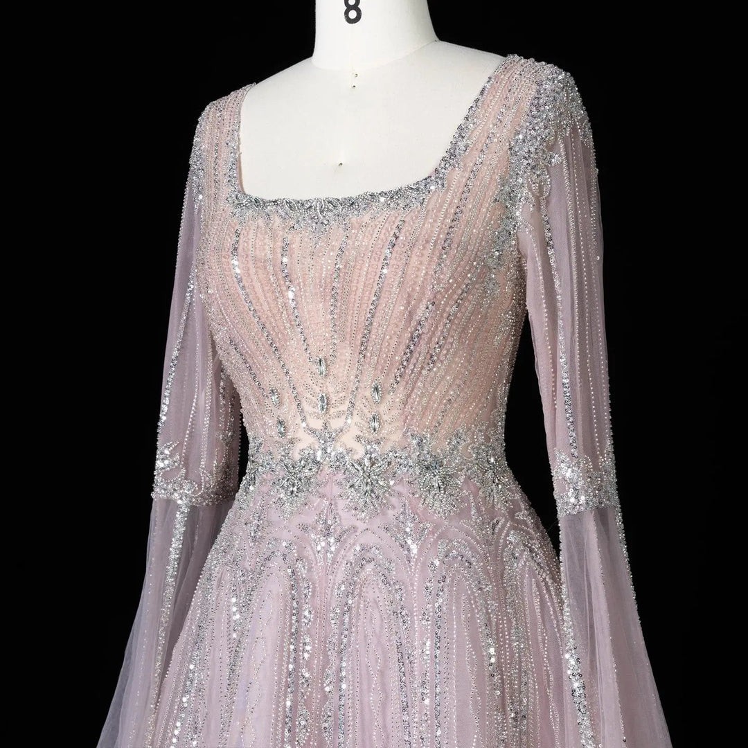 Dreamy Vow SS065 pink sequin evening dress detail view