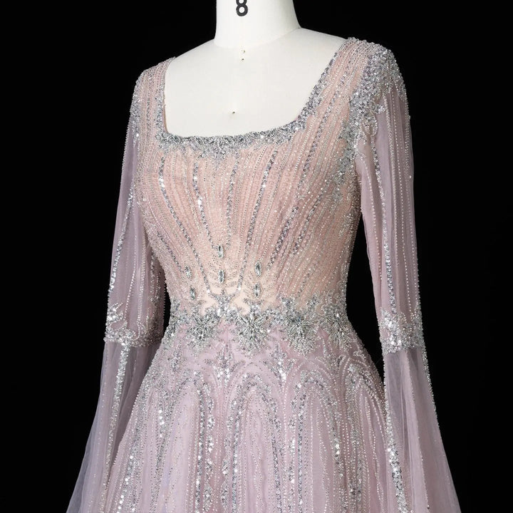 Dreamy Vow SS065 pink sequin evening dress detail view