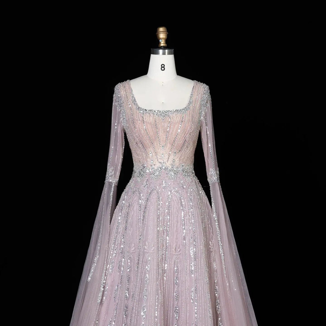 Dreamy Vow SS065 pink sequin evening dress beading detail