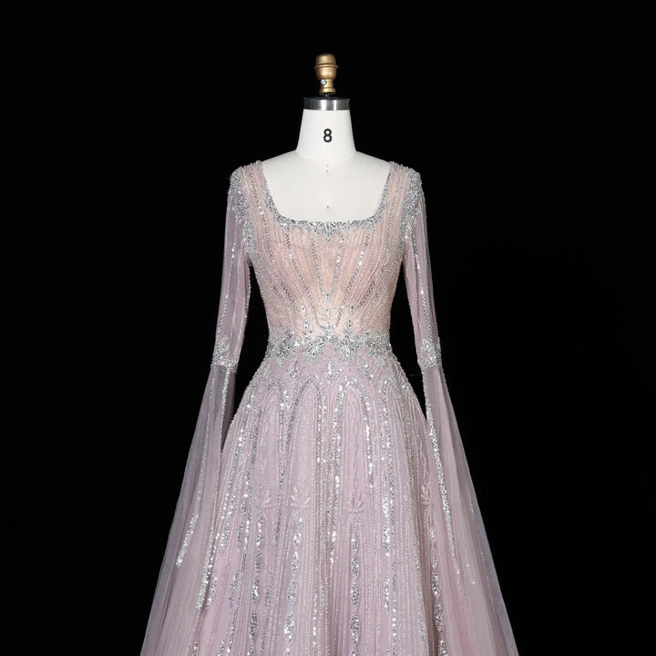 Dreamy Vow SS065 pink sequin evening dress beading detail