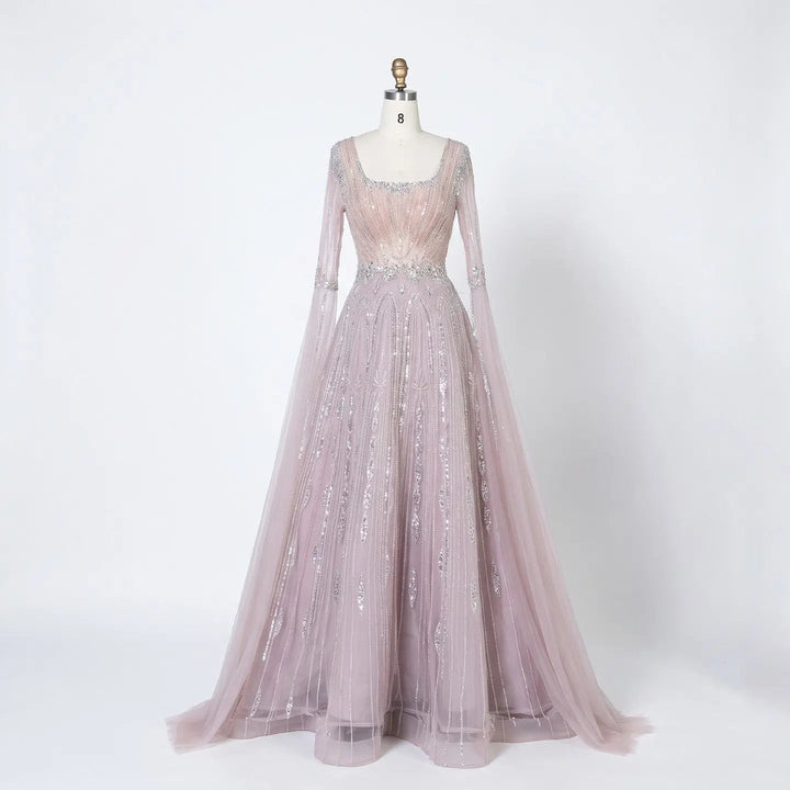 Dreamy Vow SS065 pink sequin evening dress fabric detail