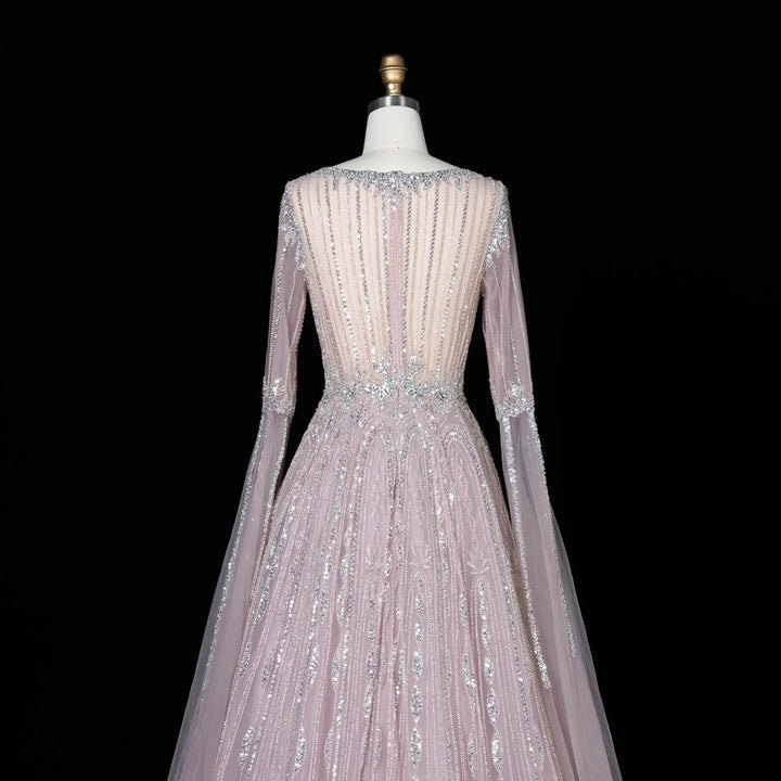 Dreamy Vow SS065 pink sequin evening dress back view
