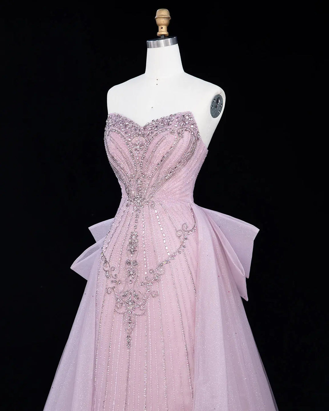 Dreamy Vow SS068 pink crystal beaded strapless A-line evening gown