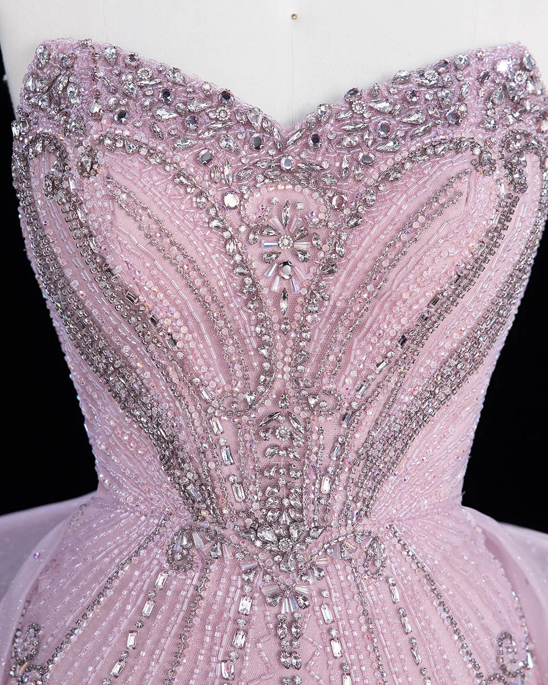 Dreamy Vow SS068 pink crystal beaded strapless A-line evening gown