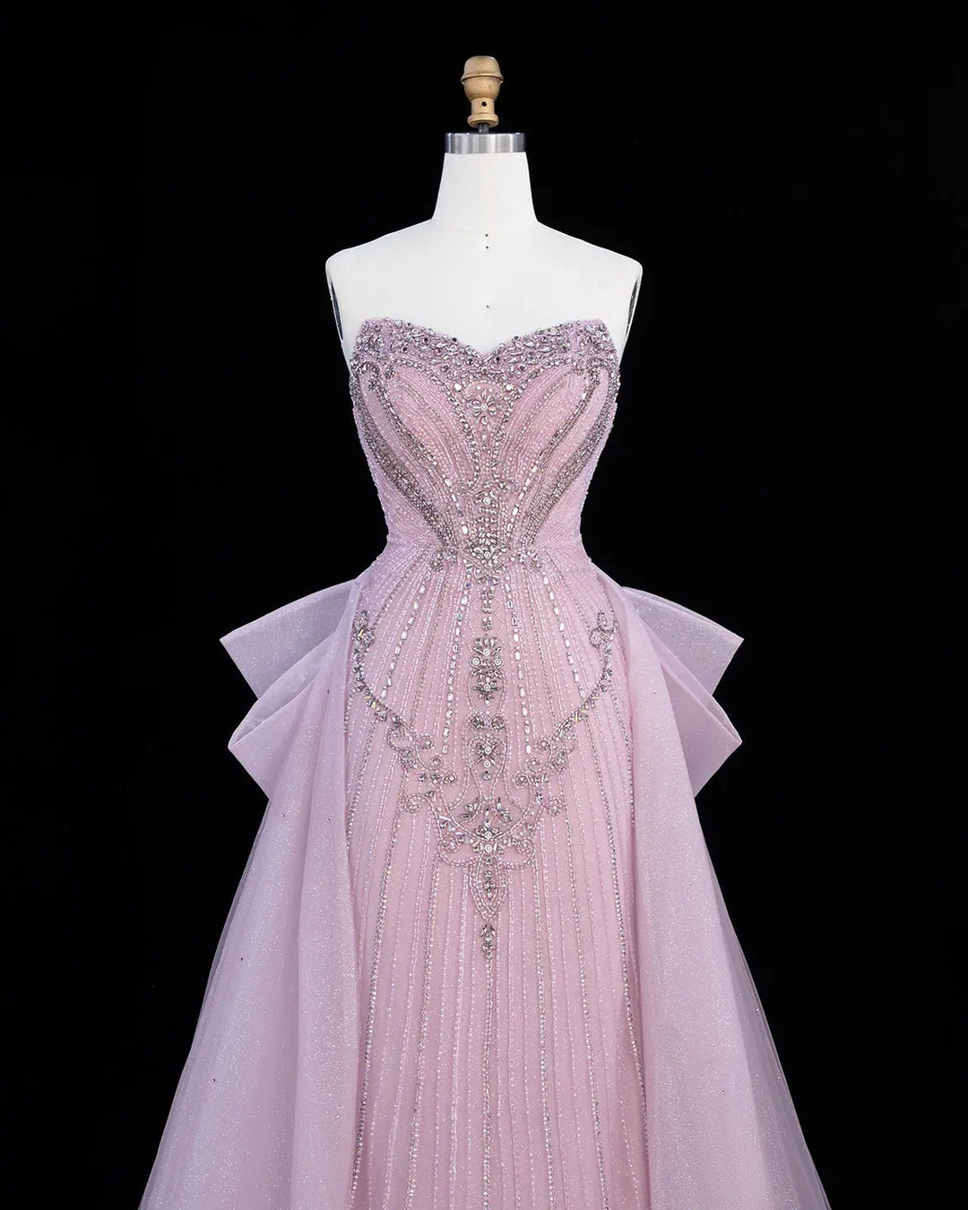 Dreamy Vow SS068 pink crystal beaded strapless A-line evening gown