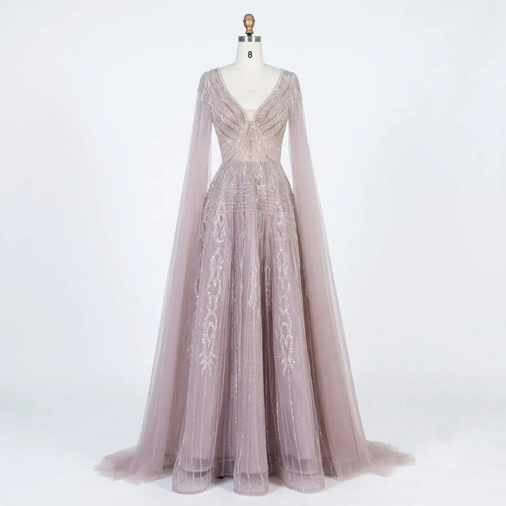 Dreamy Vow SS073 pink beaded evening dress detail
