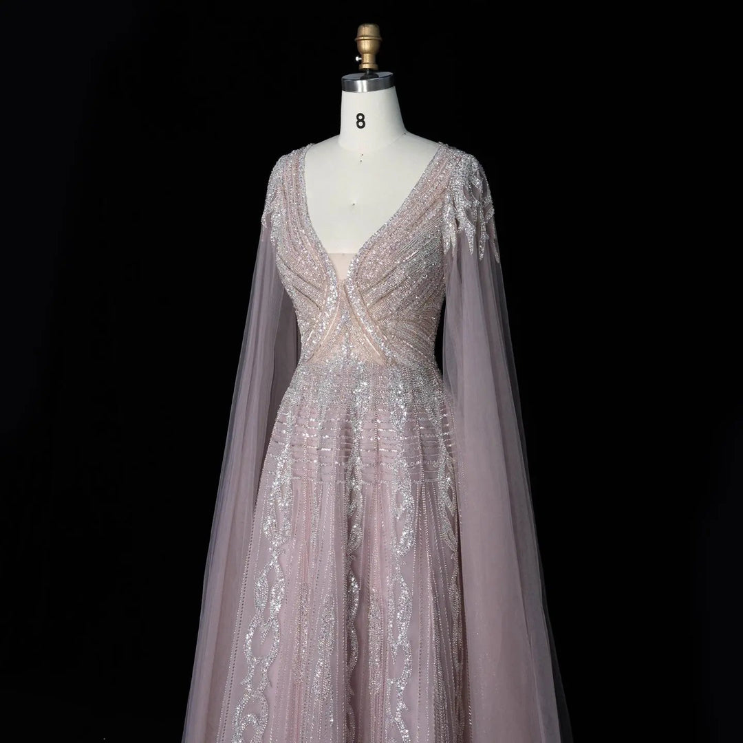 Dreamy Vow SS073 pink beaded evening dress detail