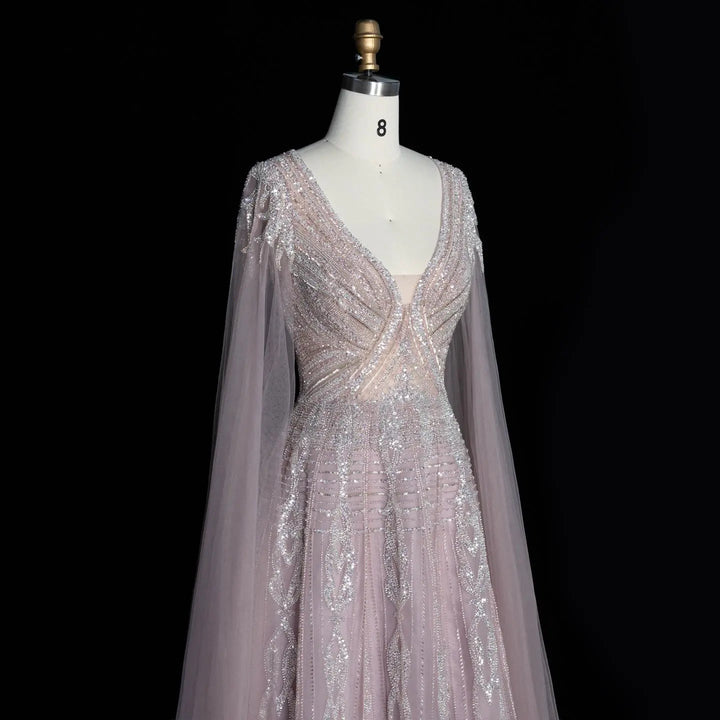 Dreamy Vow SS073 pink beaded evening dress detail