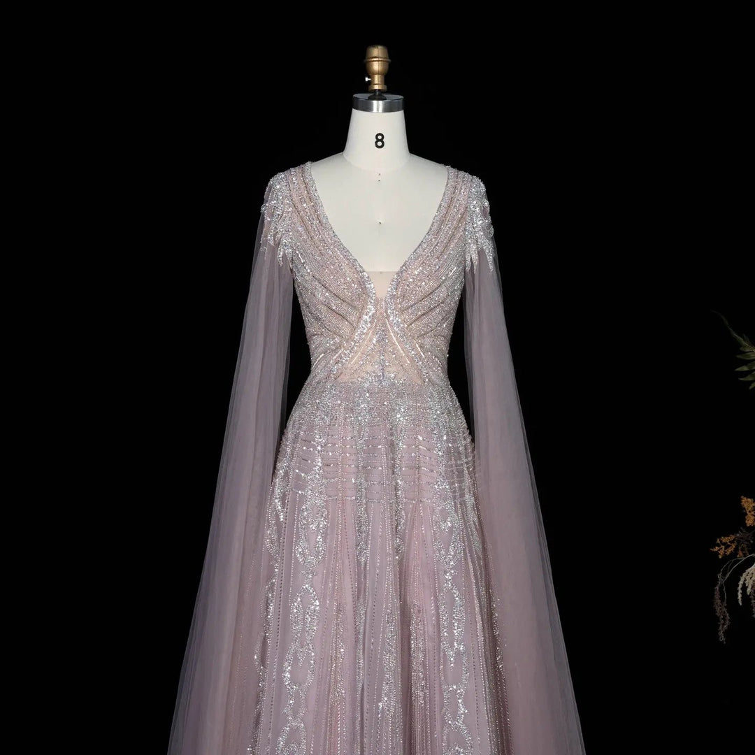 Dreamy Vow SS073 pink beaded evening dress detail