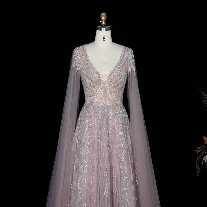 Dreamy Vow SS073 pink beaded evening dress detail