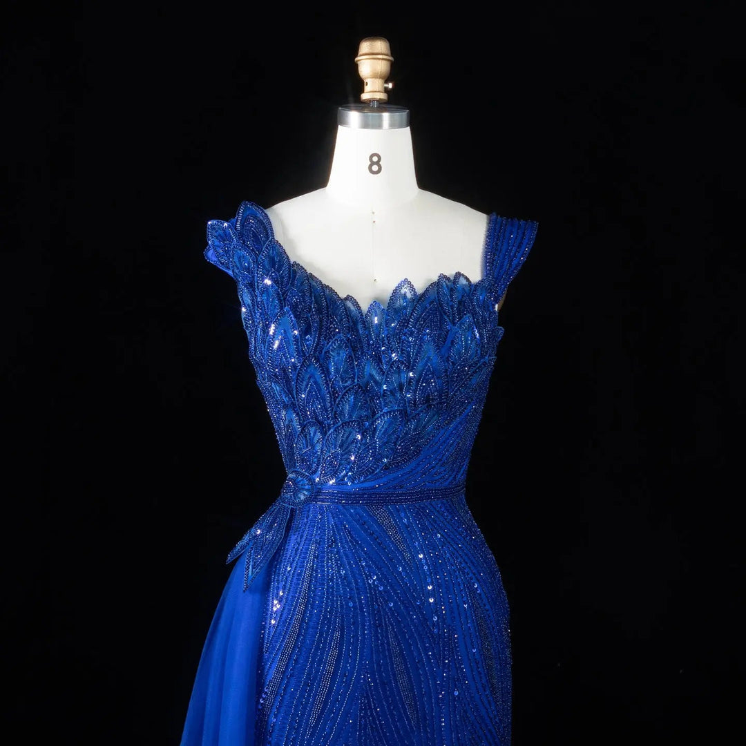 Dreamy Vow SS106 royal blue beaded leaf bodice detail