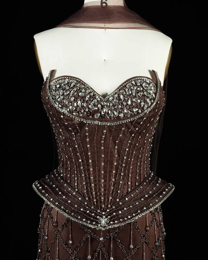 Dreamy Vow SS118 crystal beaded sweetheart corset column evening gown