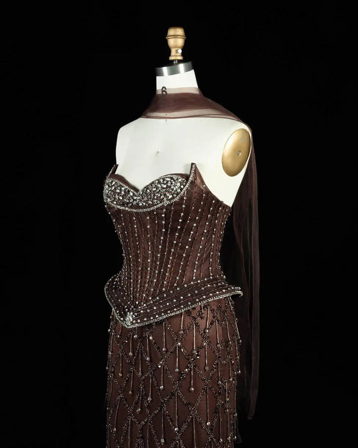 Dreamy Vow SS118 crystal beaded sweetheart corset column evening gown