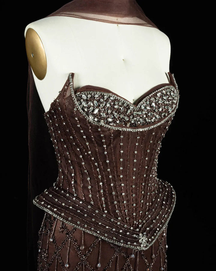 Dreamy Vow SS118 crystal beaded sweetheart corset column evening gown