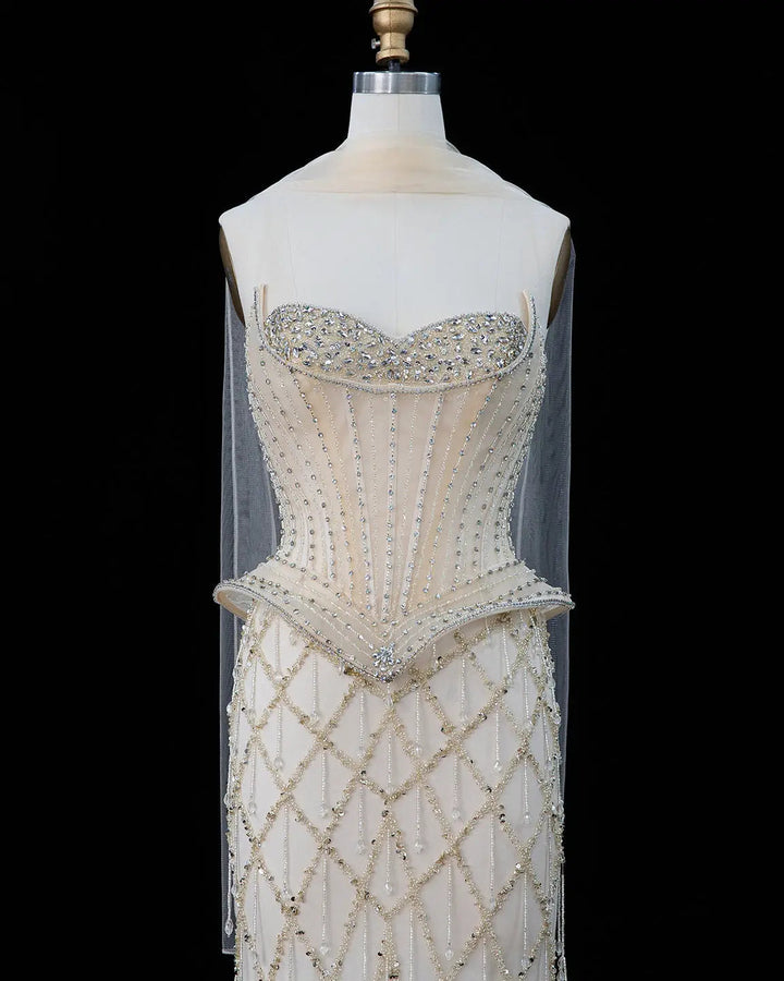 Dreamy Vow SS118 crystal beaded sweetheart corset column evening gown